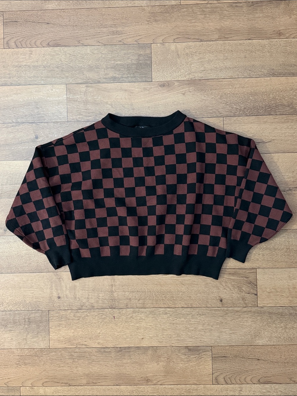 Dressed In LALA Size Small Take Your Power Back Checkerboard Knit Black Mocha S